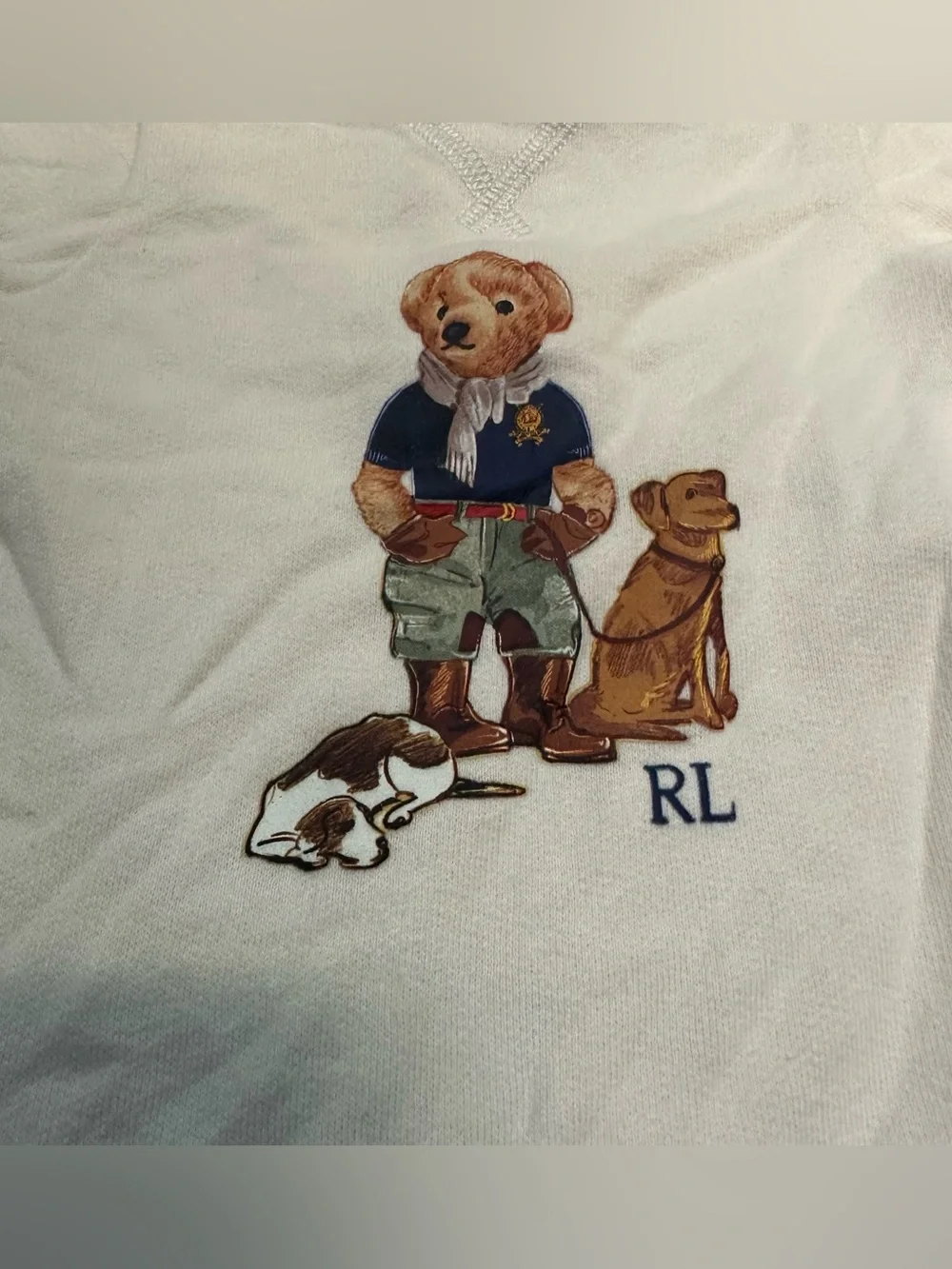 Ralph Lauren Polo Bear Fleece Coverall One Piece Baby 3M Ivory